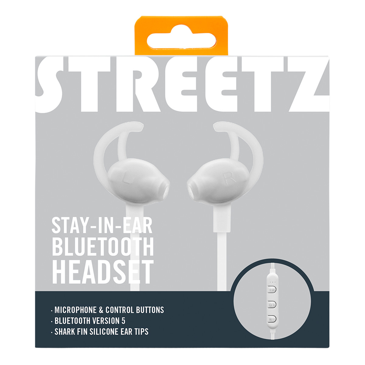 STREETZ Trådlösa Stay-In-Ear hörlurar med mikrofon, vit