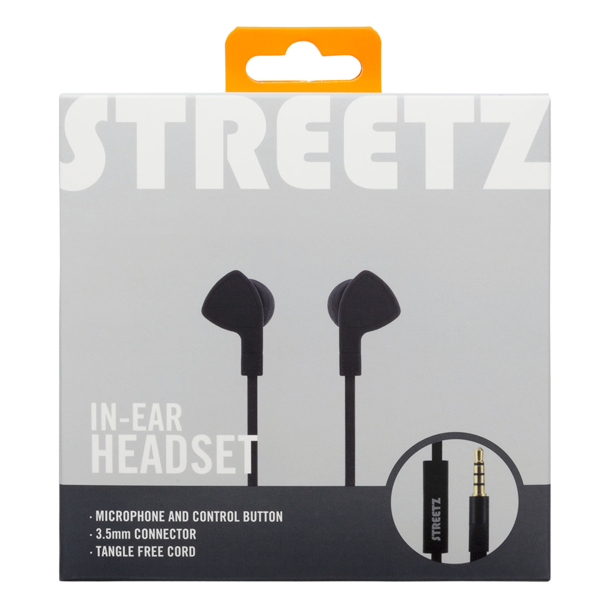 STREETZ Trasselfria In Ear-hörlurar med mikrofon, 3.5 mm, svart