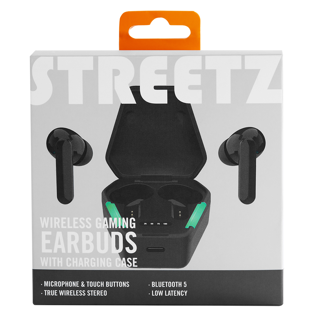 STREETZ  Trådlösa In Ear-hörlurar för gaming, TWS, svart