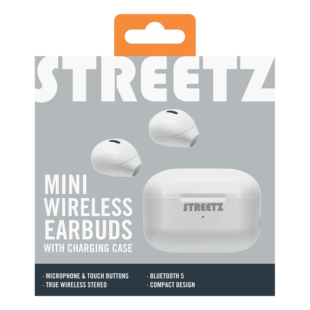 STREETZ Mini trådlösa In-Ear hörlurar, TWS, vit