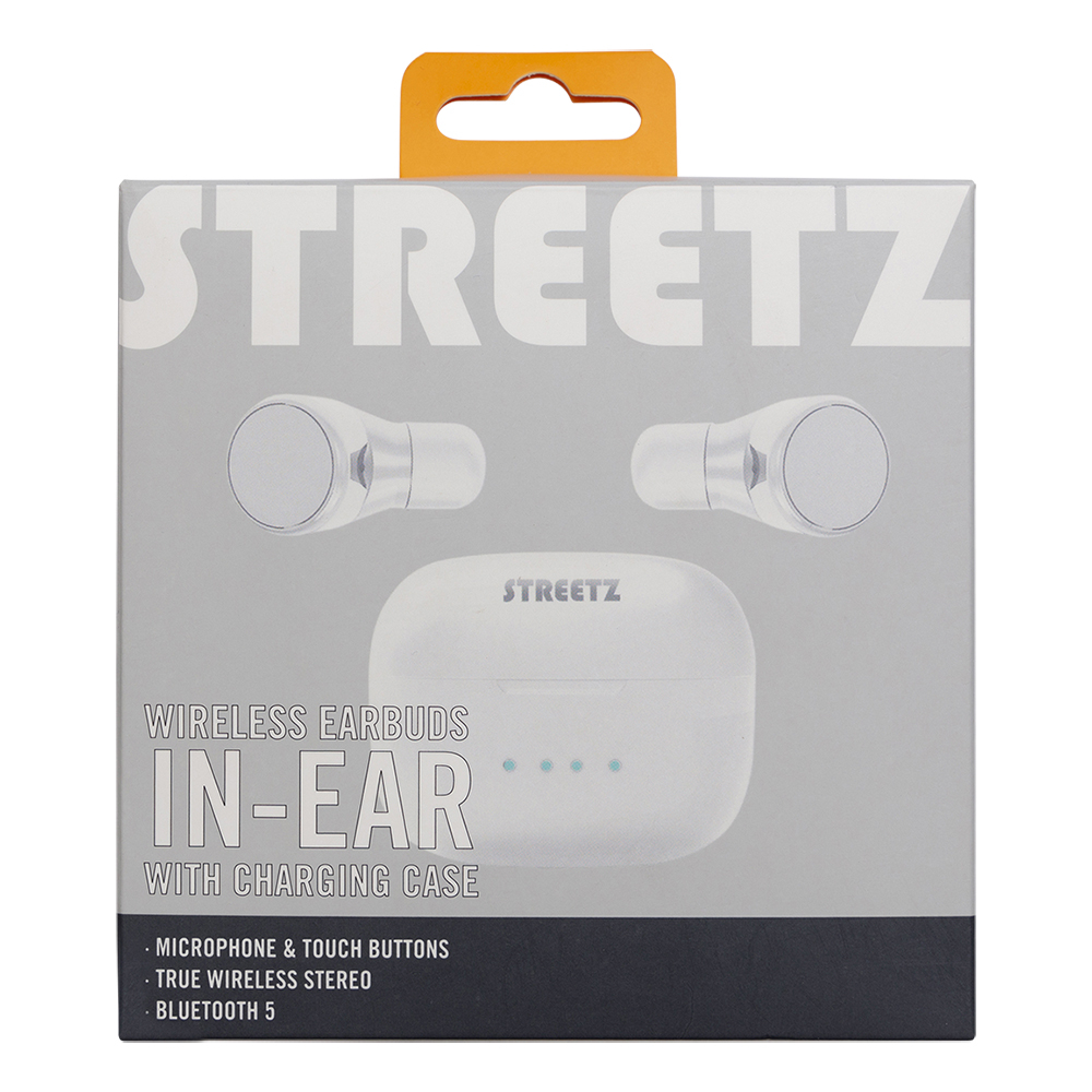 STREETZ TWS trådlösa In Ear-hörlurar, Bluetooth 5, vit