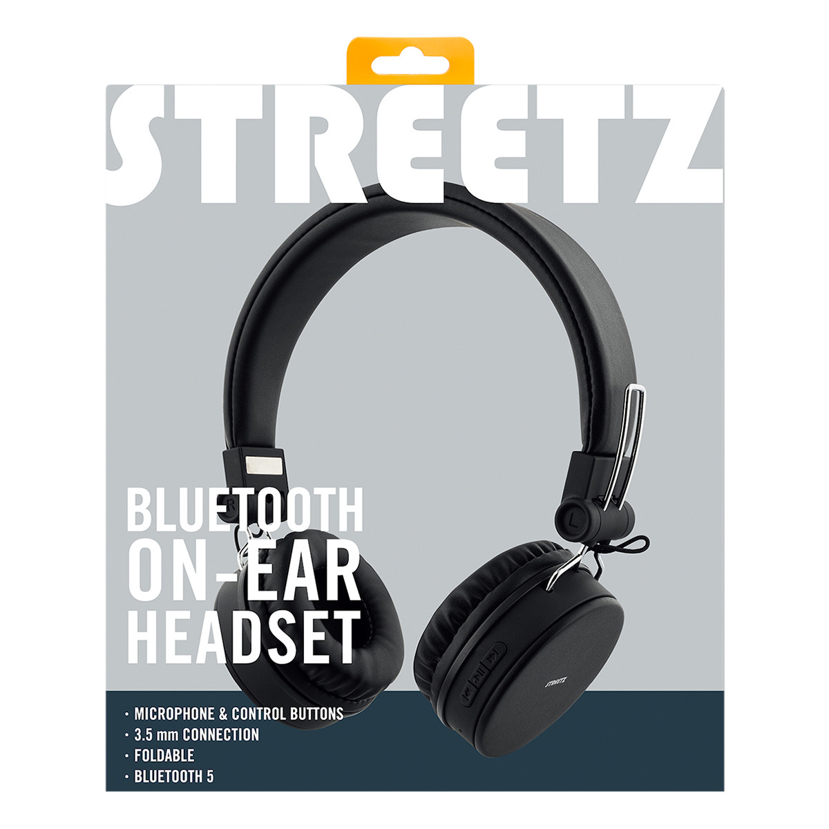 STREETZ Vikbart On Ear-hörlurar, Bluetooth, 3.5 mm, svart