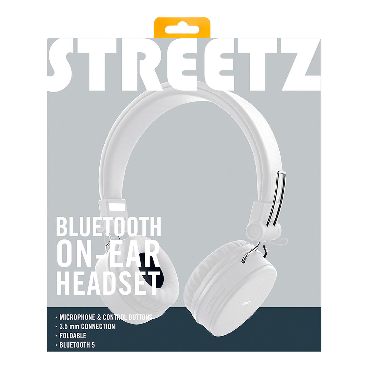 STREETZ Vikbart On Ear-hörlurar, Bluetooth, 3.5 mm, vit