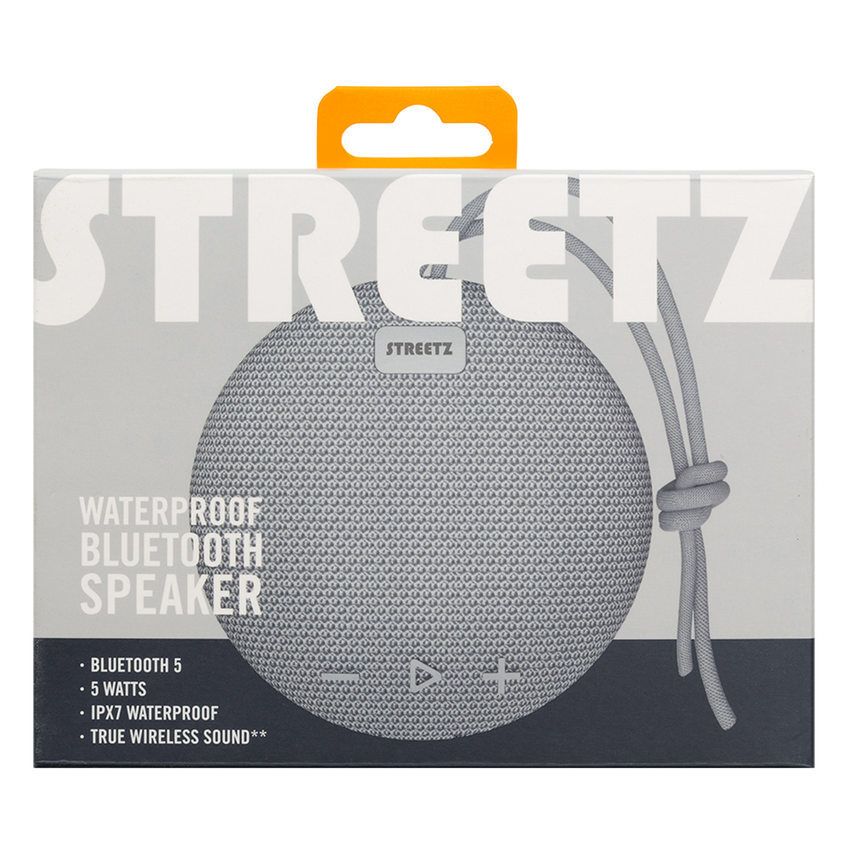 STREETZ Vattentålig Bluetooth-högtalare, TWS, 5W, IPX7, grå