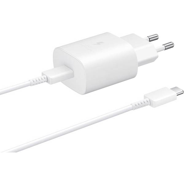 Laddare TA-800 för Samsung + USB-C kabel, snabbladdning, vit