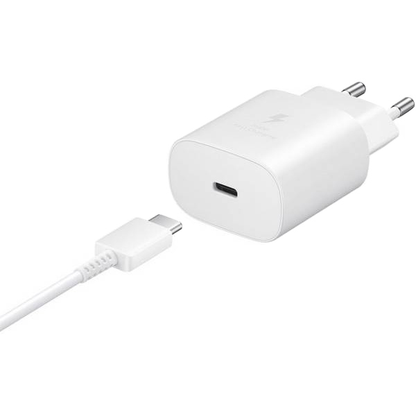 Laddare TA-800 för Samsung + USB-C kabel, snabbladdning, vit