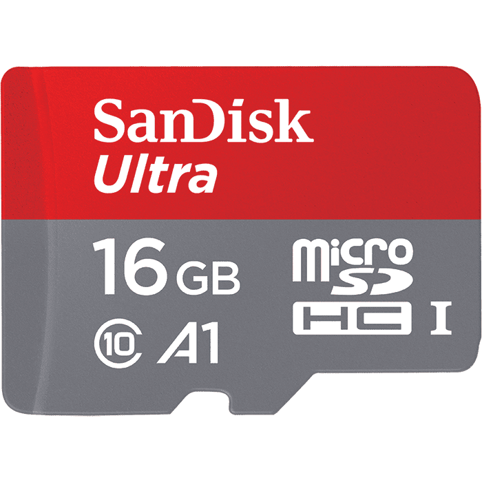 16GB SanDisk Ultra MicroSDHC Klass 10, 98MB/s A1
