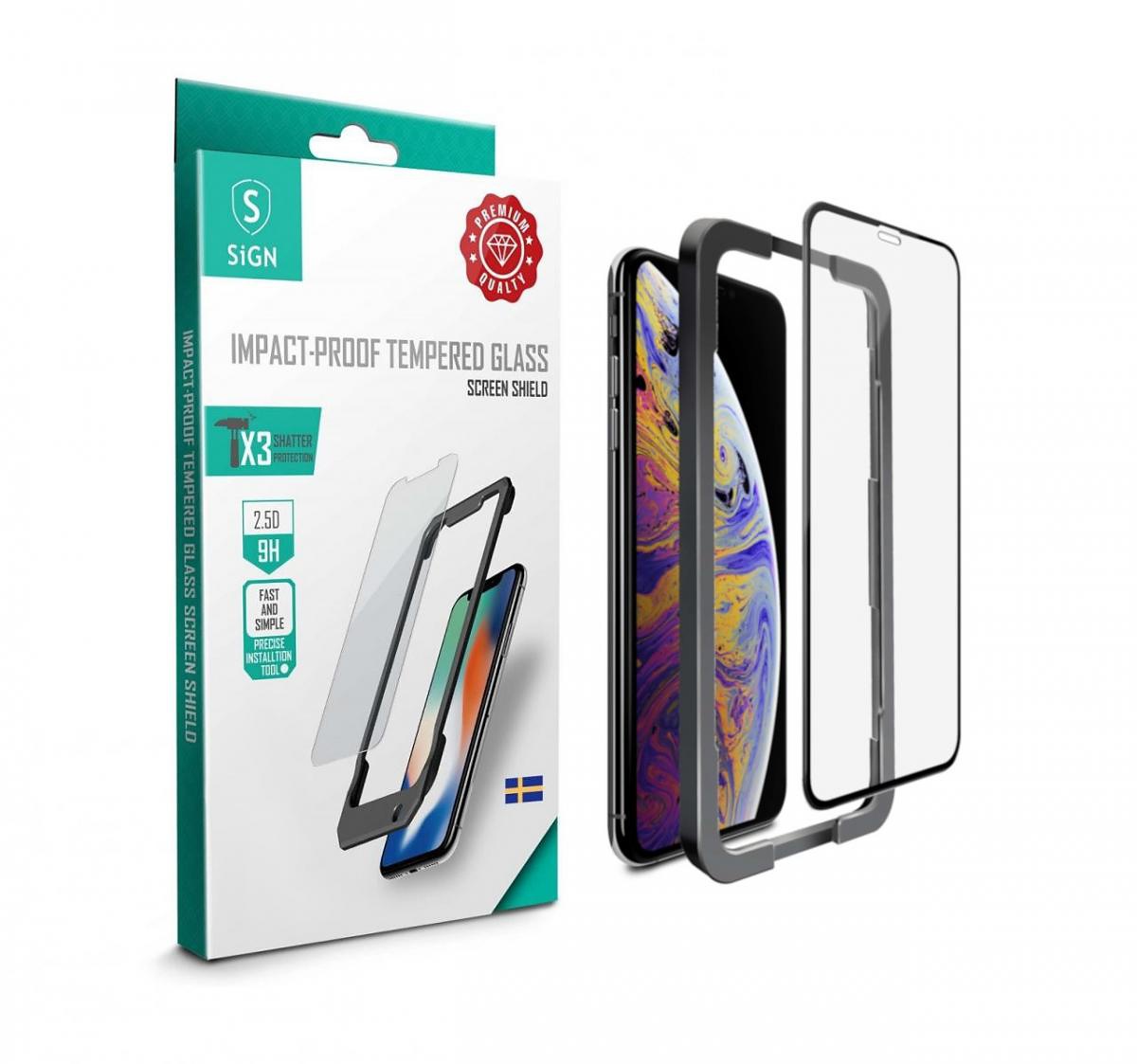 SiGN Heltäckande Skärmskydd i Härdat Glas för iPhone XS Max