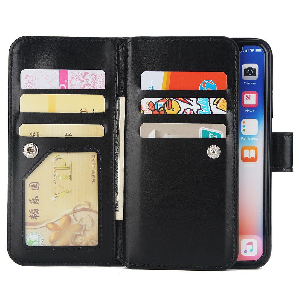 Plånboksfodral med fotoram, 9 kortplatser, iPhone XS Max, svart
