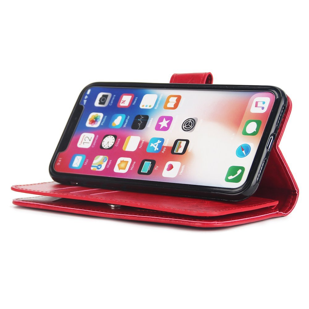 Plånboksfodral med fotoram, 9 kortplatser, iPhone XS Max, röd