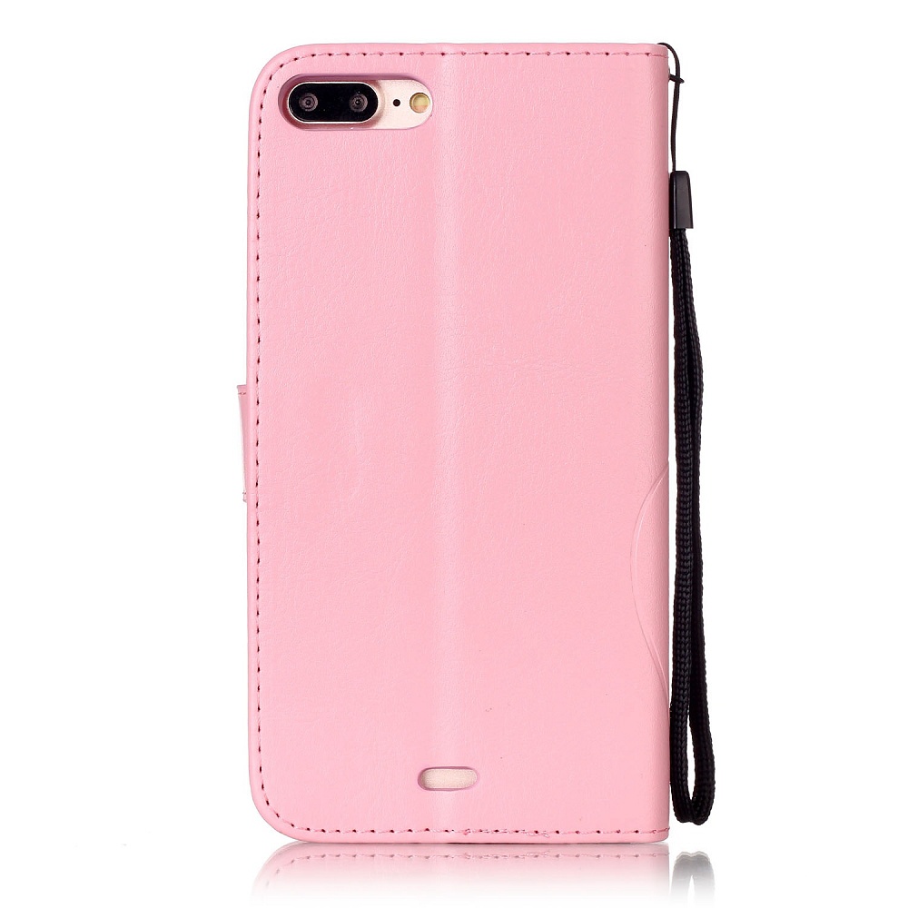 Läderfodral med vristband och stöd, iPhone 7 Plus, rosa