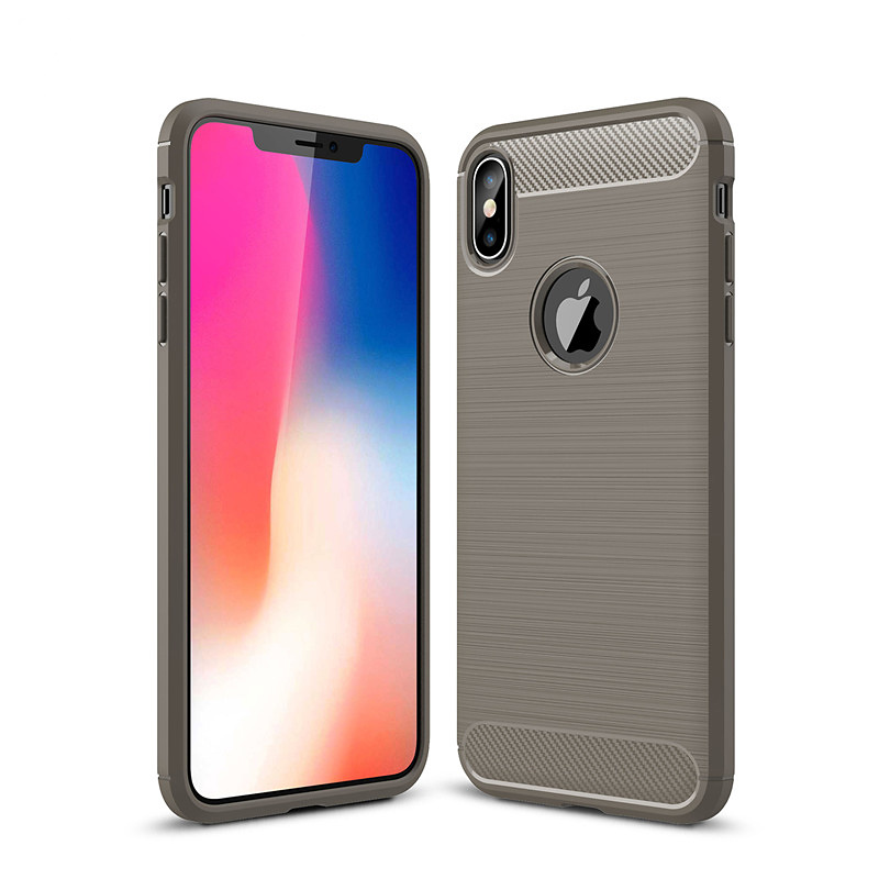 Skal med kolfiber look, iPhone XS Max, grå