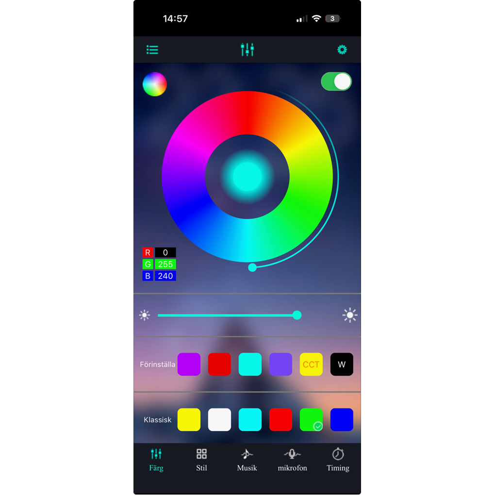 Smart RGB LED-slinga med justerbar ljusstyrka, 6W, 4m