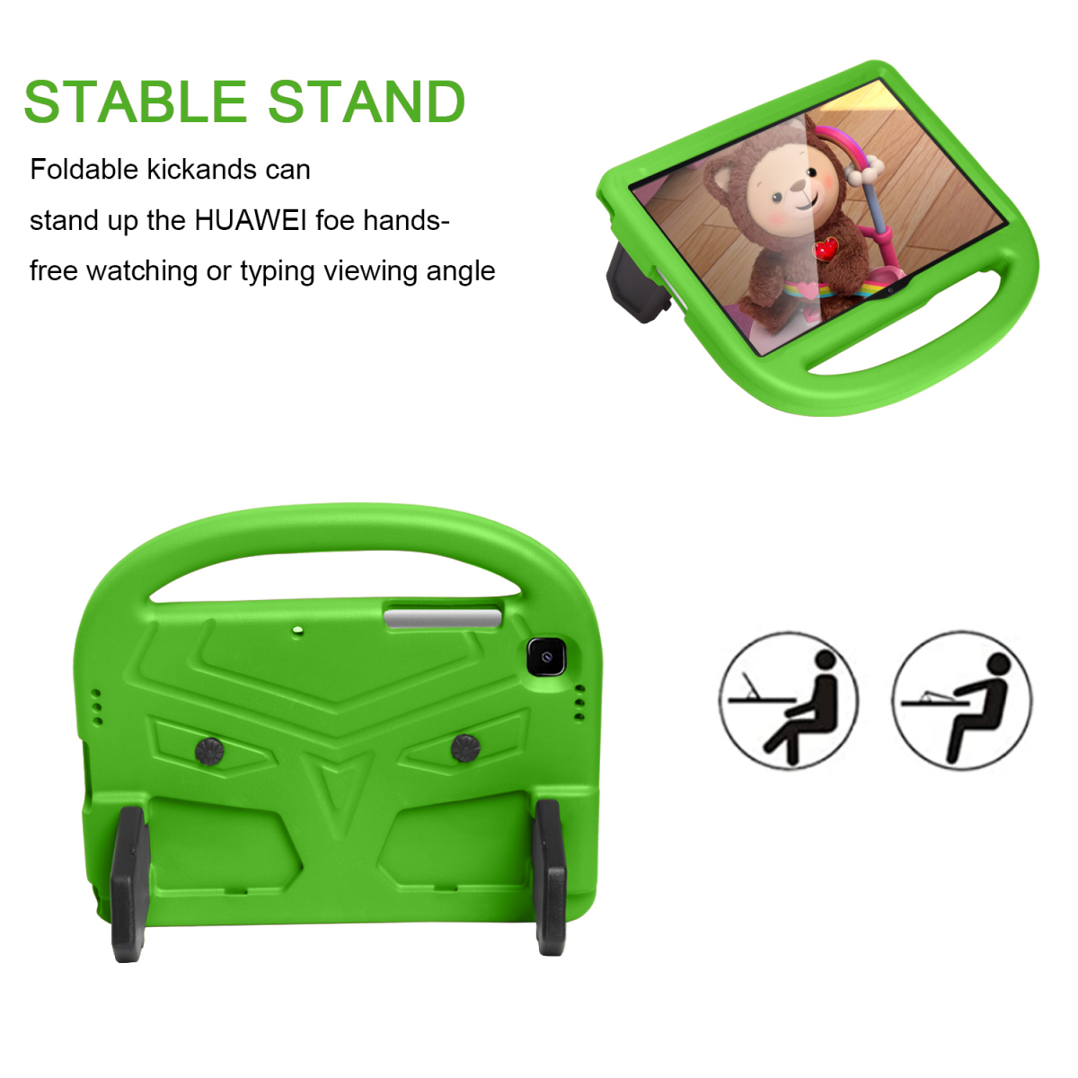 Barnfodral med ställ, Samsung Tab A7 10.4 (2020), grön