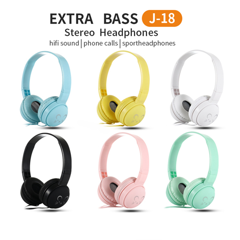 Trådbundna On Ear-hörlurar med söt design, blå