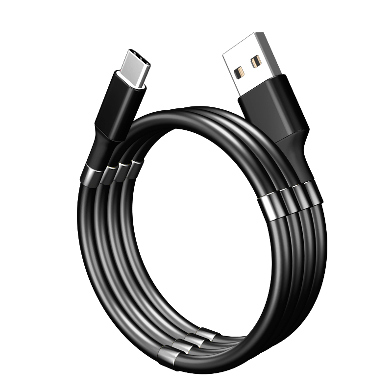 SuperCalla Magnetisk USB-C kabel, 2A, 1.8m, svart