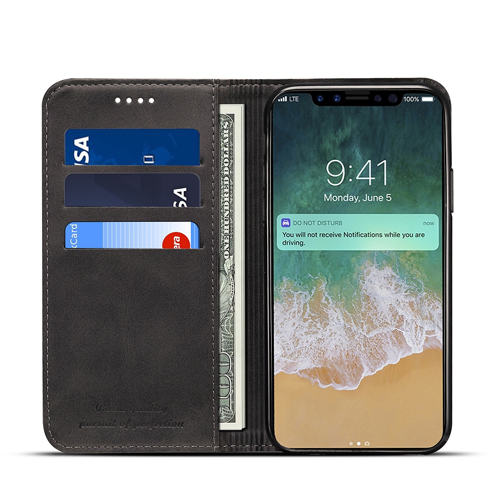 Fodral med ställ och kortplats, iPhone X/XS, svart