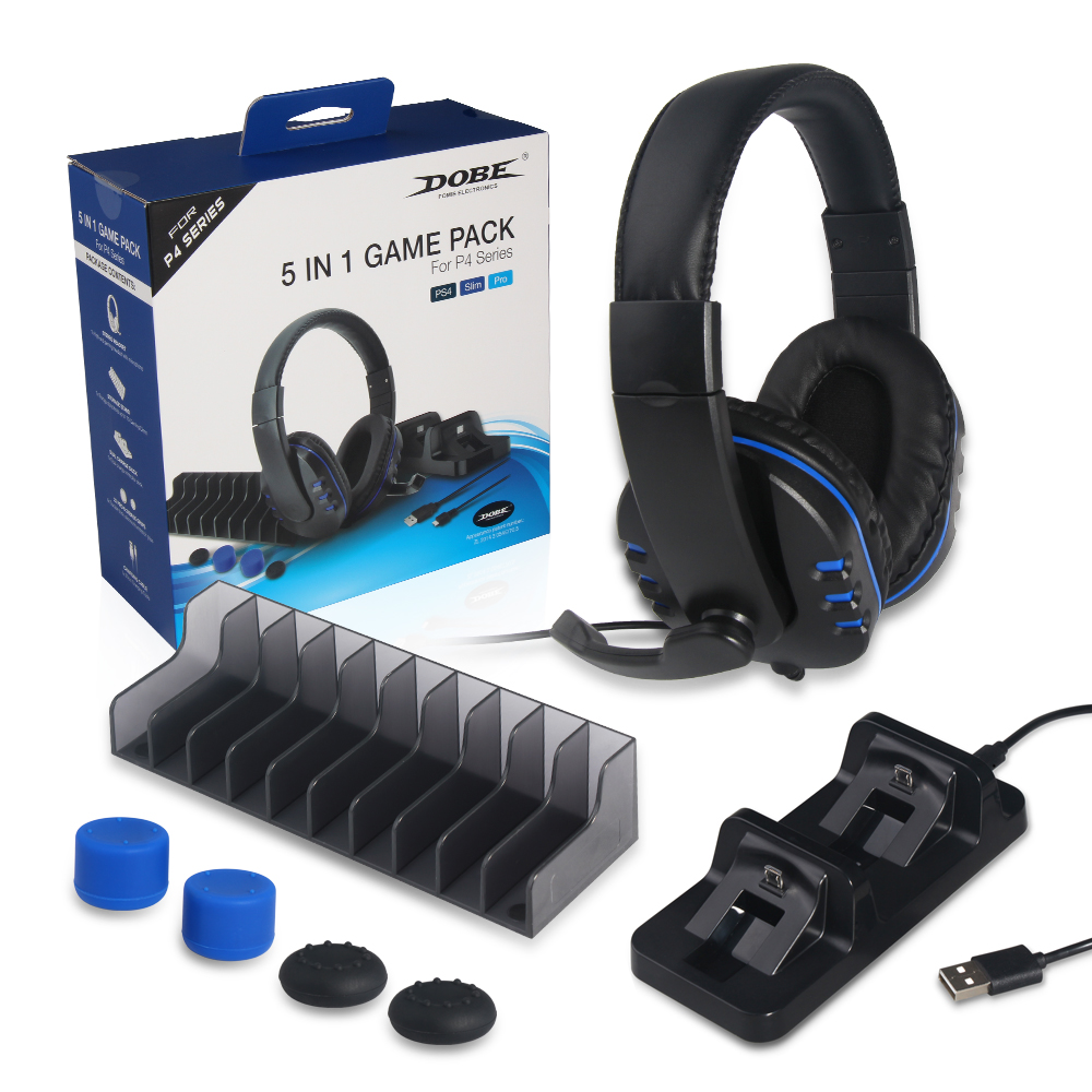 DOBE TP4-18101 5-i-1 spelkit till PS4 med headset