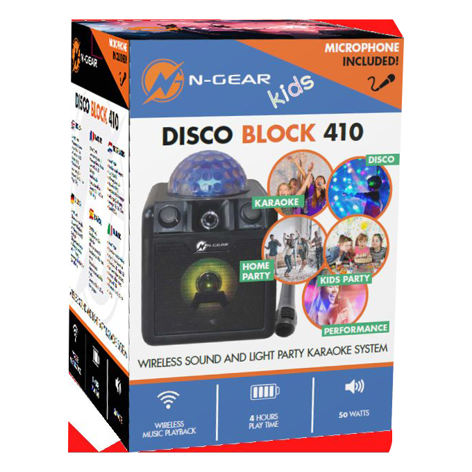 N-GEAR Disco Block 410 Bluetooth-högtalare, discokula, 50W,svart