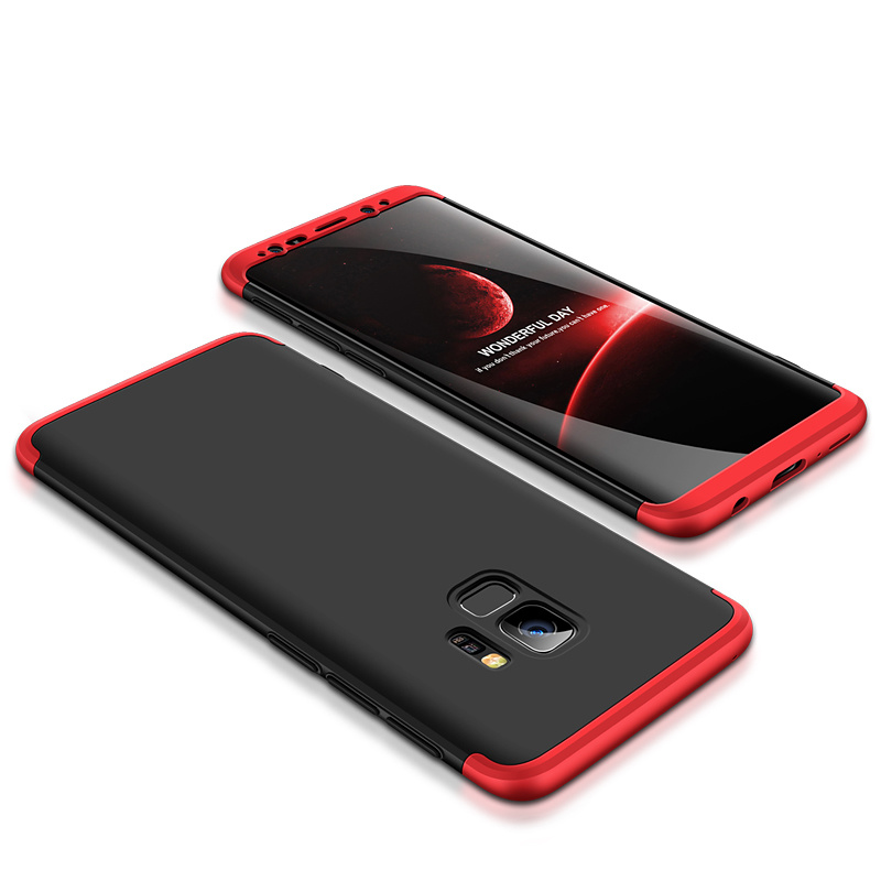 3-delat skal till Samsung Galaxy S9, svart/röd