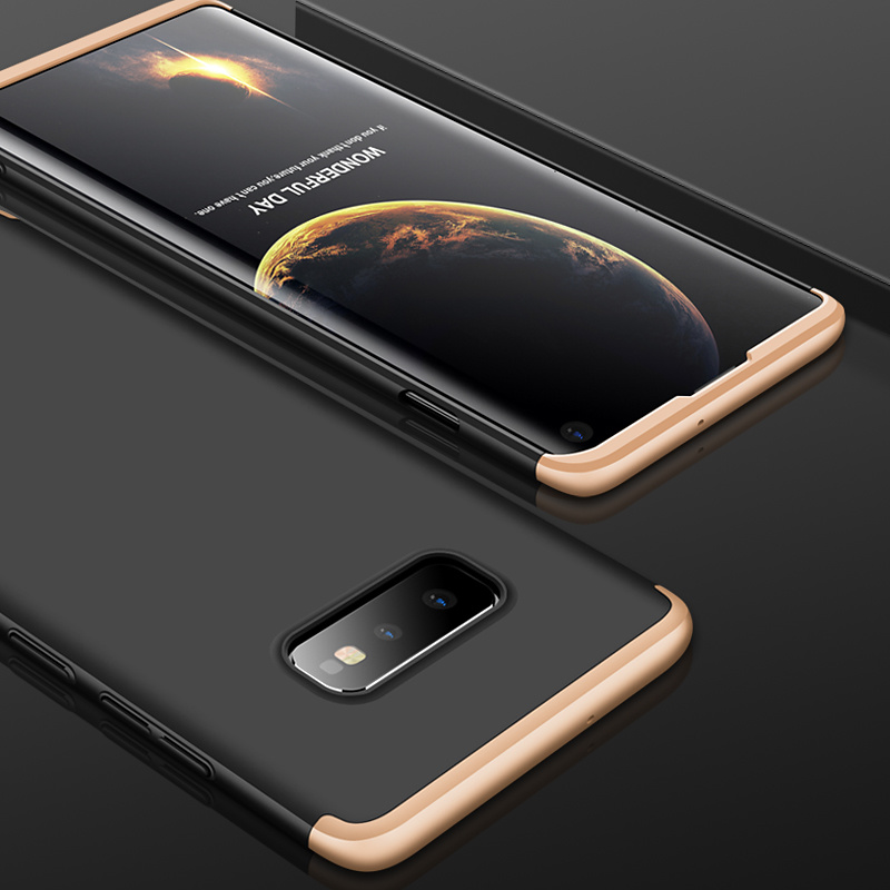3-delat skal till Samsung Galaxy S10E, svart/guld