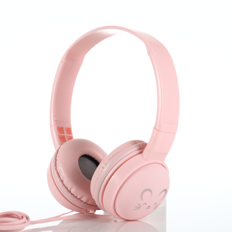 Trådbundna On Ear-hörlurar med söt design, rosa