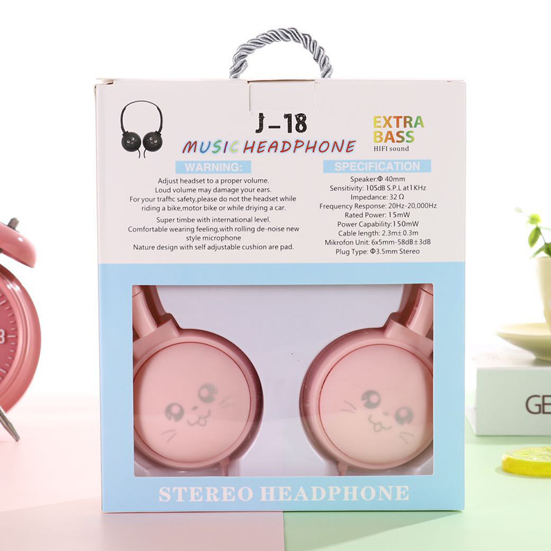 Trådbundna On Ear-hörlurar med söt design, rosa