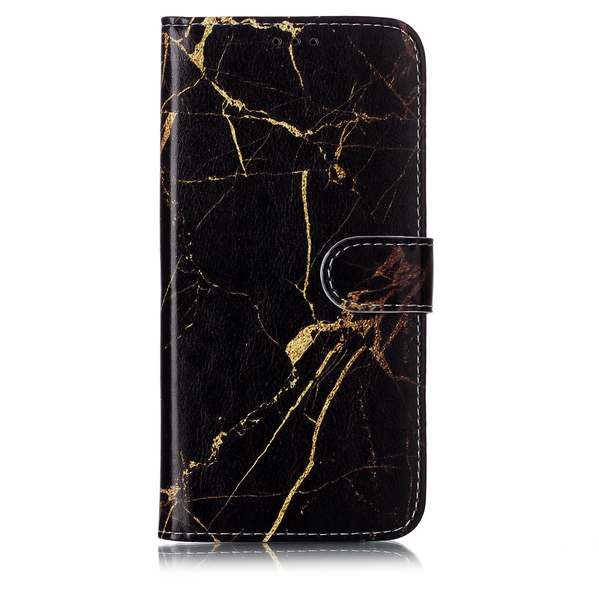 Trendigt läderfodral med ställ, marmor, iPhone 11 Pro Max, svart