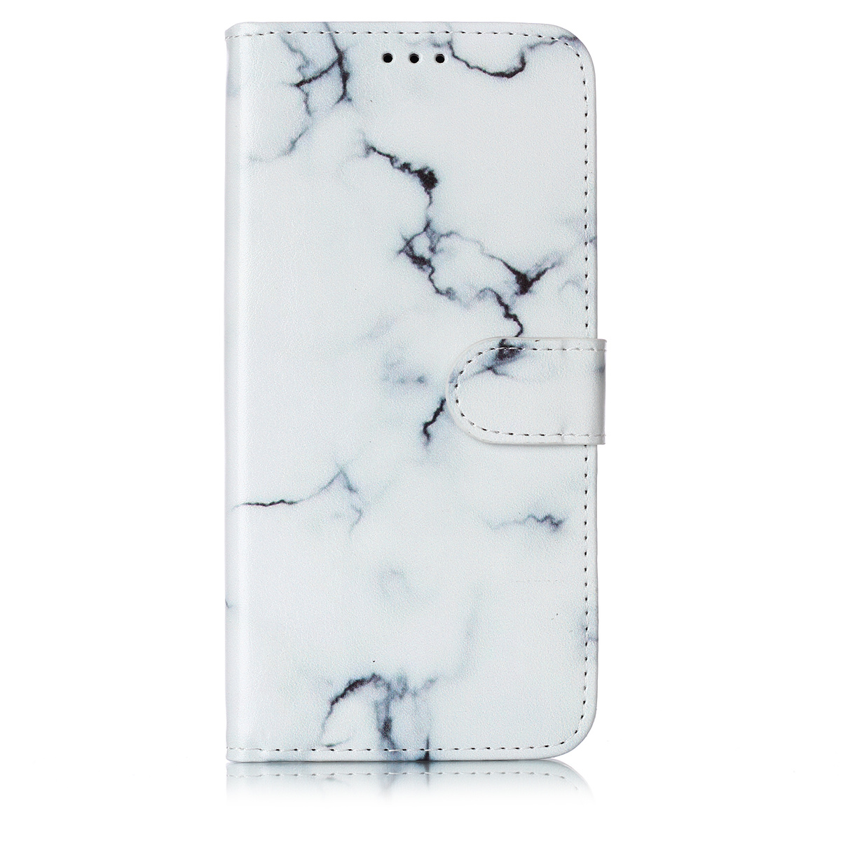 Trendigt läderfodral med ställ, marmor, iPhone 11 Pro Max, vit