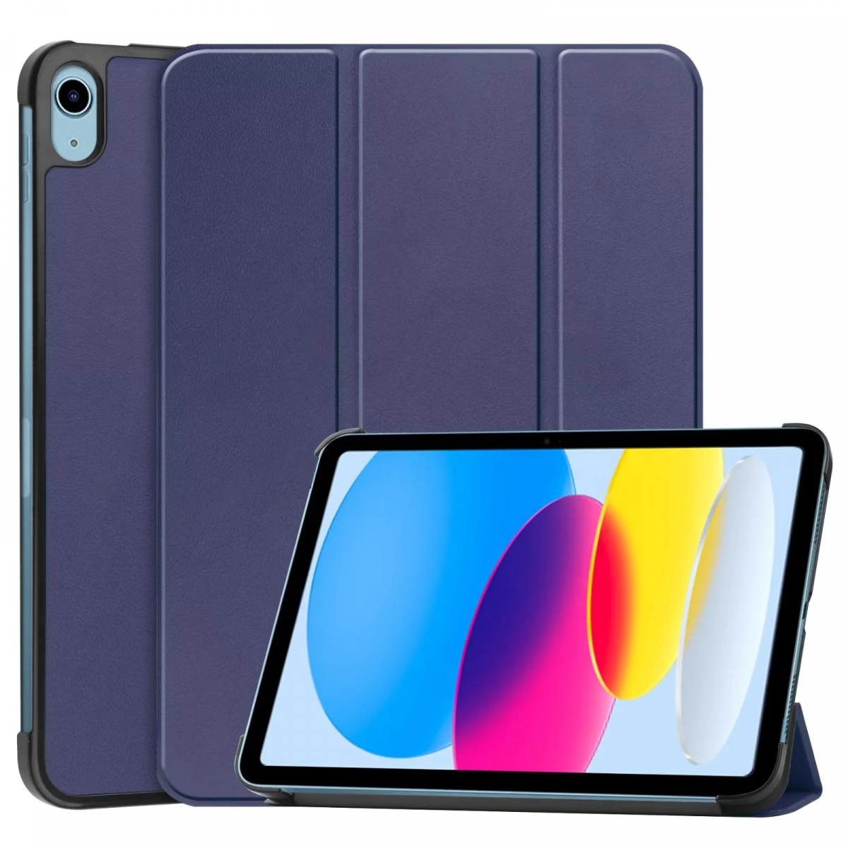 Läderfodral med ställ, iPad 10.9" (2022, 10:e gen), blå
