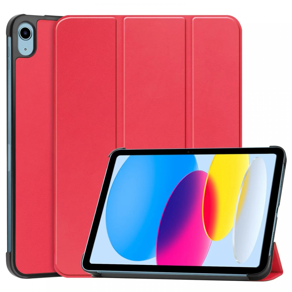 Läderfodral med ställ, iPad 10.9" (2022, 10:e gen), röd