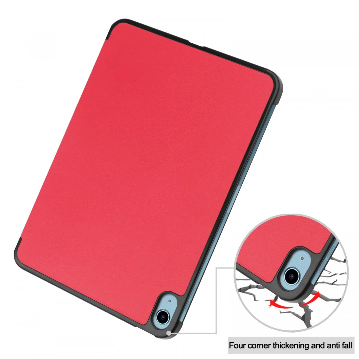 Läderfodral med ställ, iPad 10.9" (2022, 10:e gen), röd