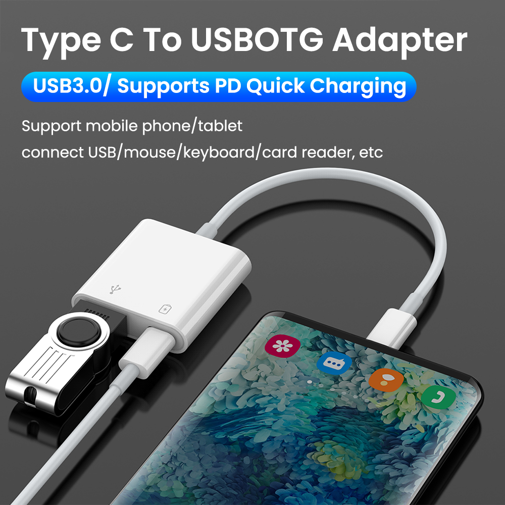 USB-C till USB 2.0-adapter med extra USB-uttag, PD, 2.4A