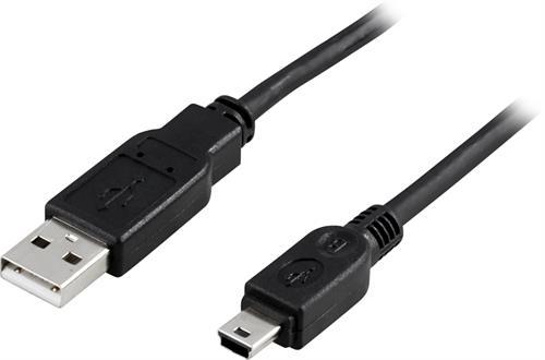 Deltaco USB-kabel A ha till mini B ha, 1m