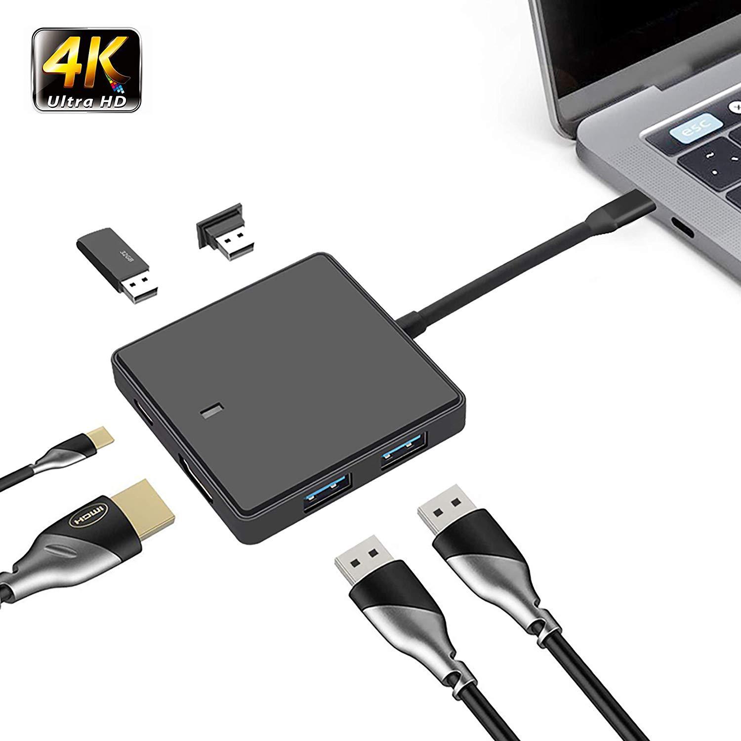 USB-C till HDMI USB-hubb med 4xUSB3.0 och USB3.1, svart