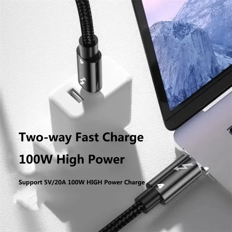USB-C till USB-C Thunderbolt 4-kabel, 100W, 40Gbps, 0.3m