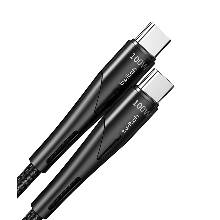 USB-C till USB-C kabel, snabbladdning, 60W, 2.4A, 0.5m, svart