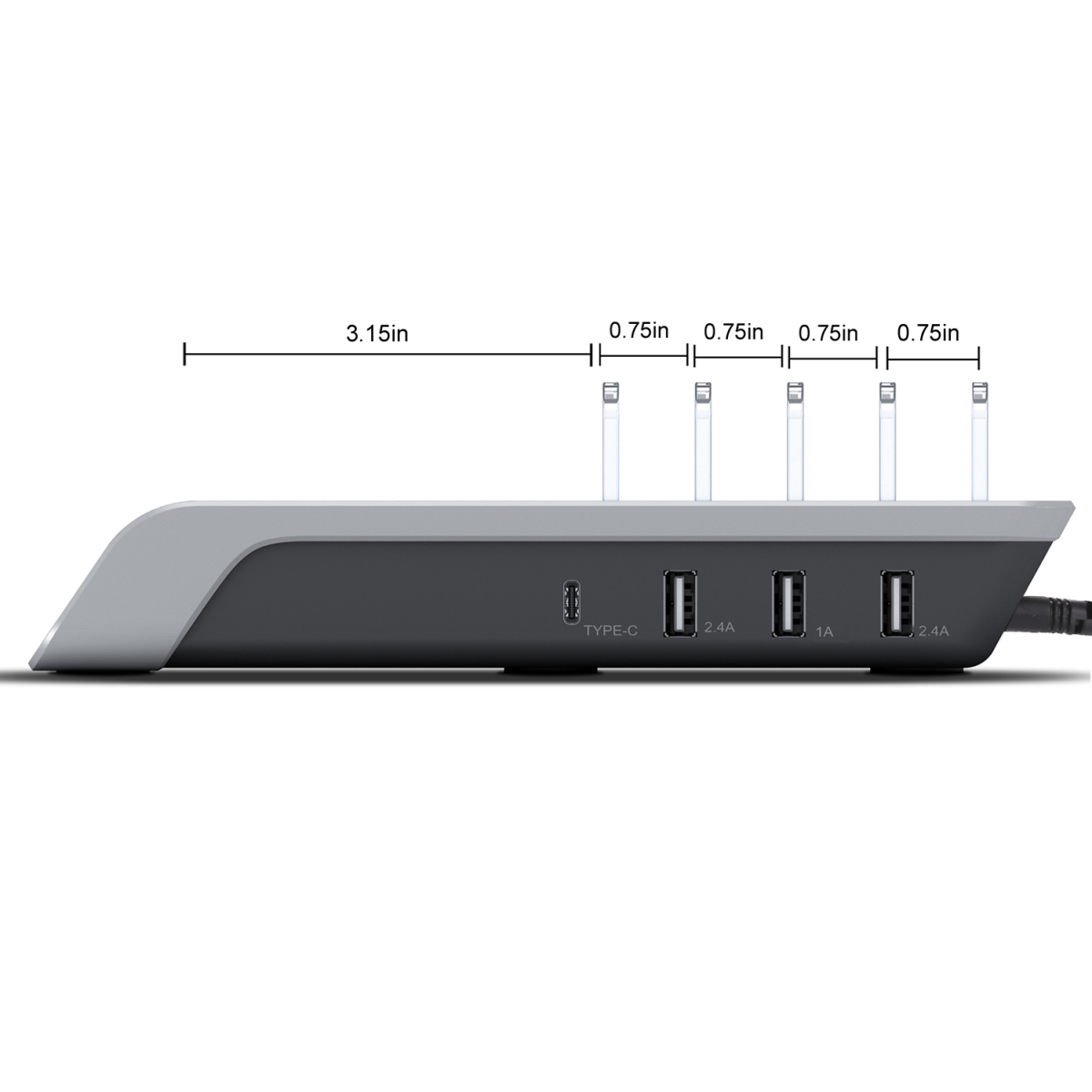 USB-Laddningsstation, 4-portar, QuickCharge 3.0, 9A, svart