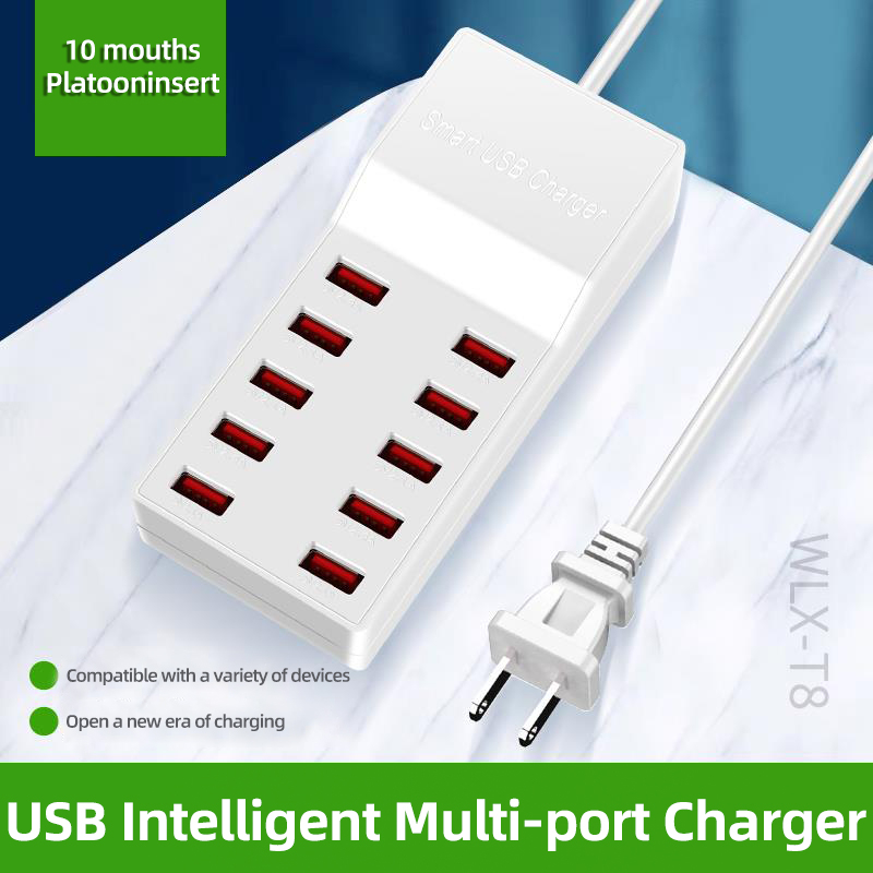 USB Laddningsstation med 10 uttag, 72W