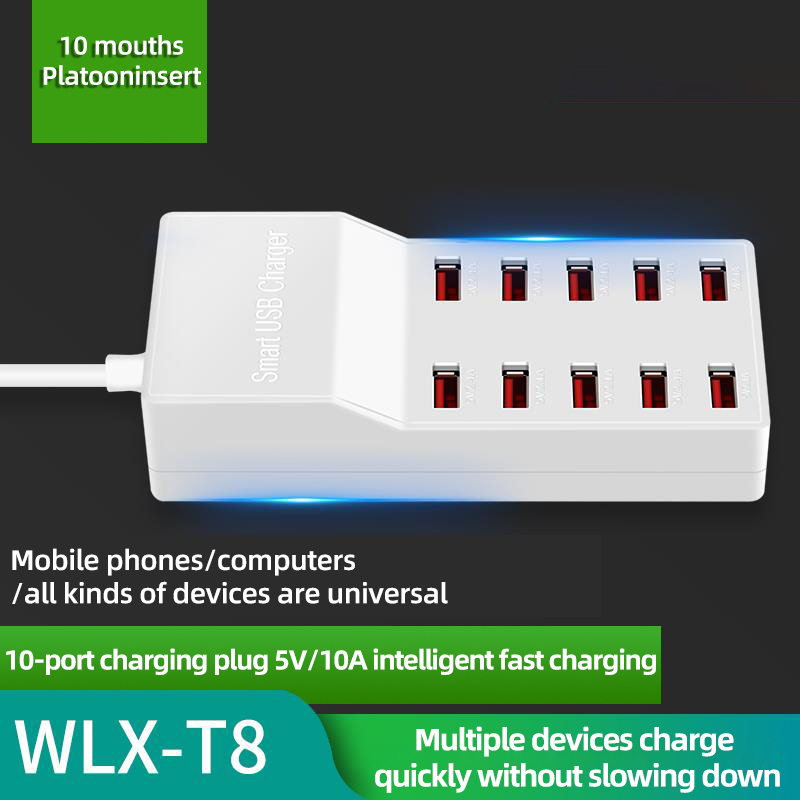 USB Laddningsstation med 10 uttag, 72W
