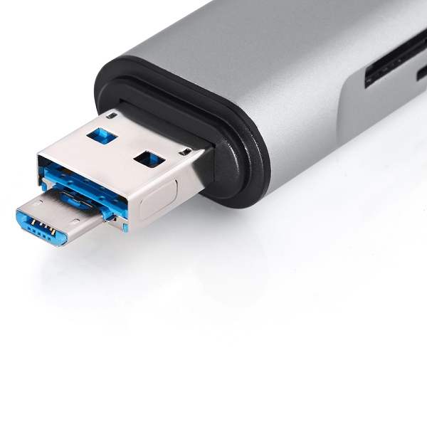 USB kortläsare, USB-C, Micro USB, USB 2.0, Silver