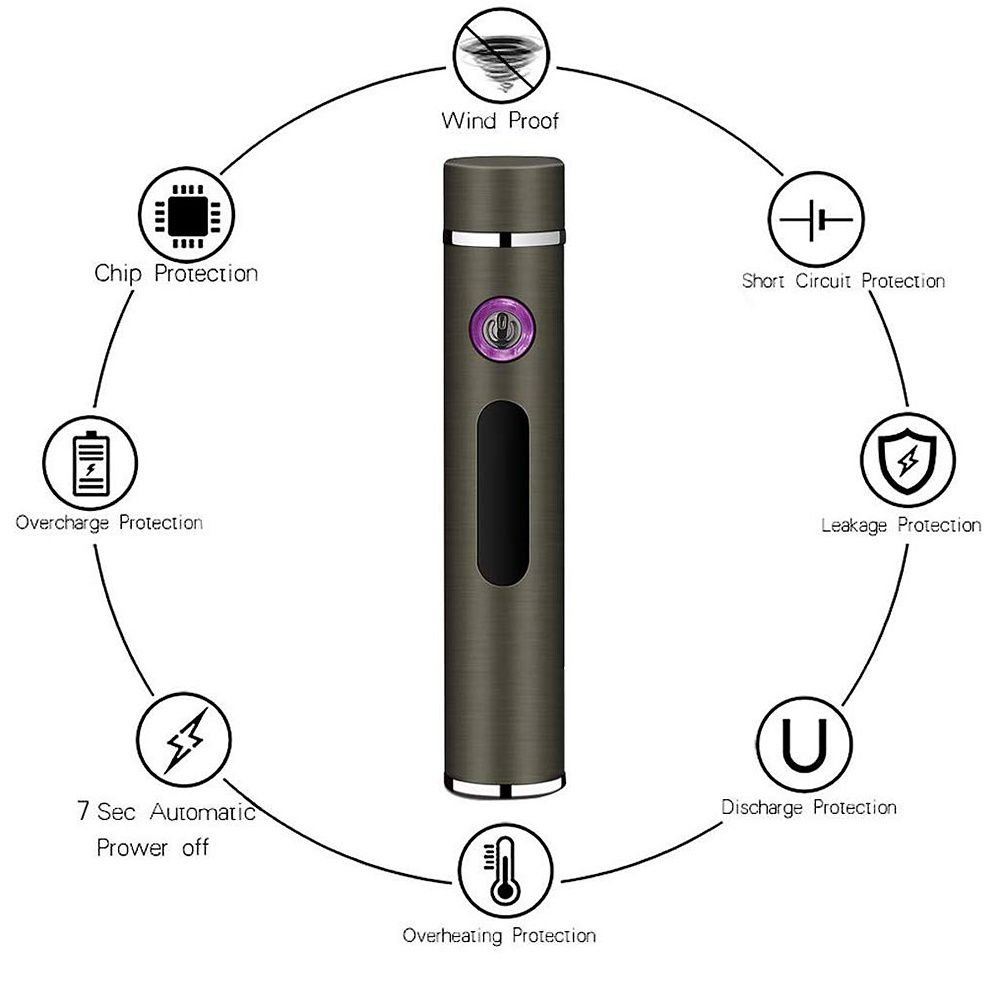 Ultra Mini Double Arc USB tändare, svart