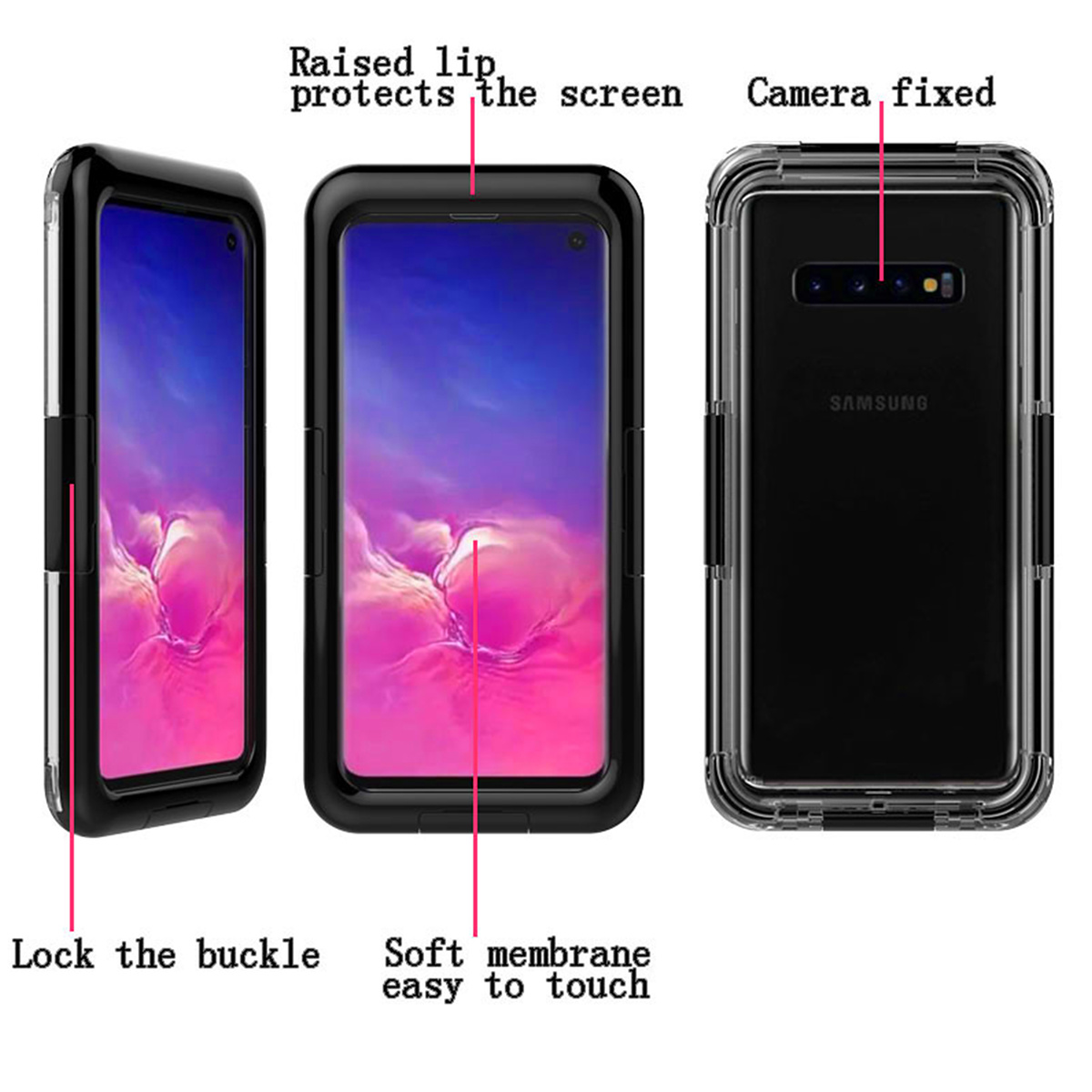 Vattentätt TPU skal till Samsung Galaxy S10, IPX68, svart