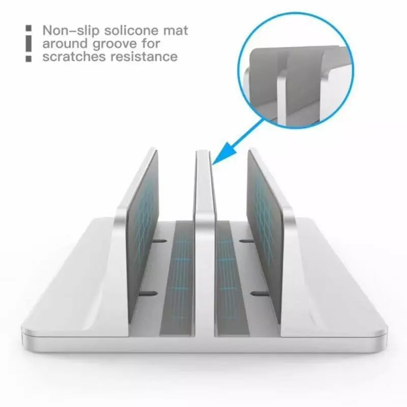 Vertikalt laptopställ med justerbar bredd, 12x15x4.7cm, grå