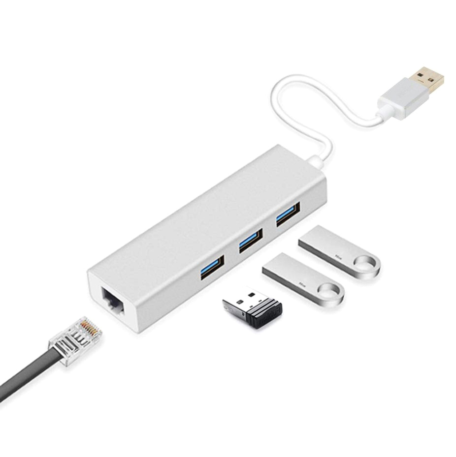 USB-hubb med 3xUSB-uttag + RJ45 (Gigabit Ethernet), 5Gbp/s