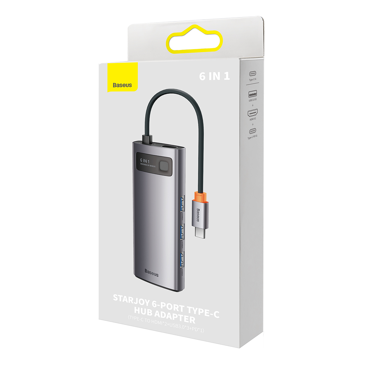 Baseus BS-OH041 Metal Gleam Series USB-C hubb, HDMI, 6 uttag