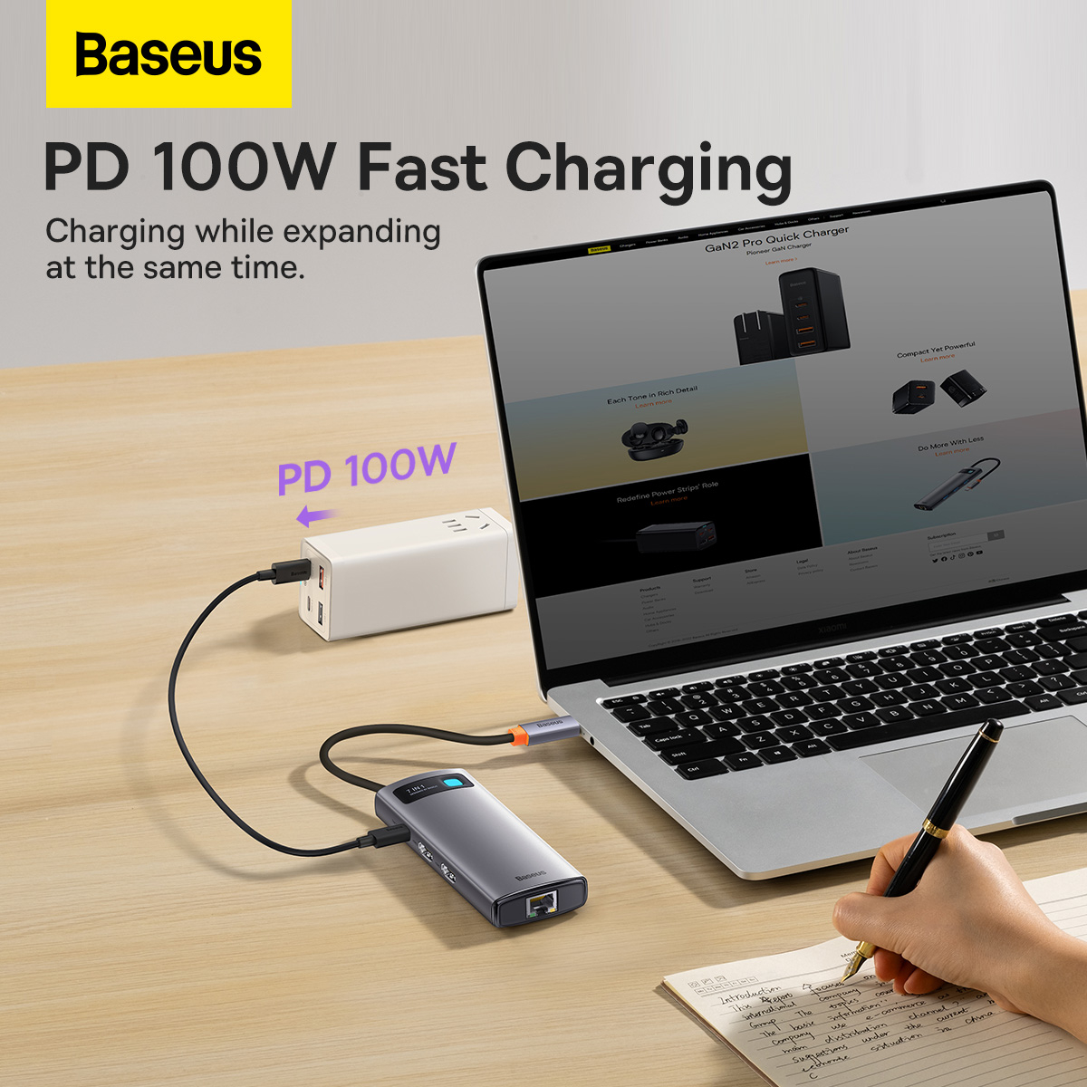 Baseus BS-OH044 Metal Gleam Series USB-C hubb, RJ45, 7 uttag