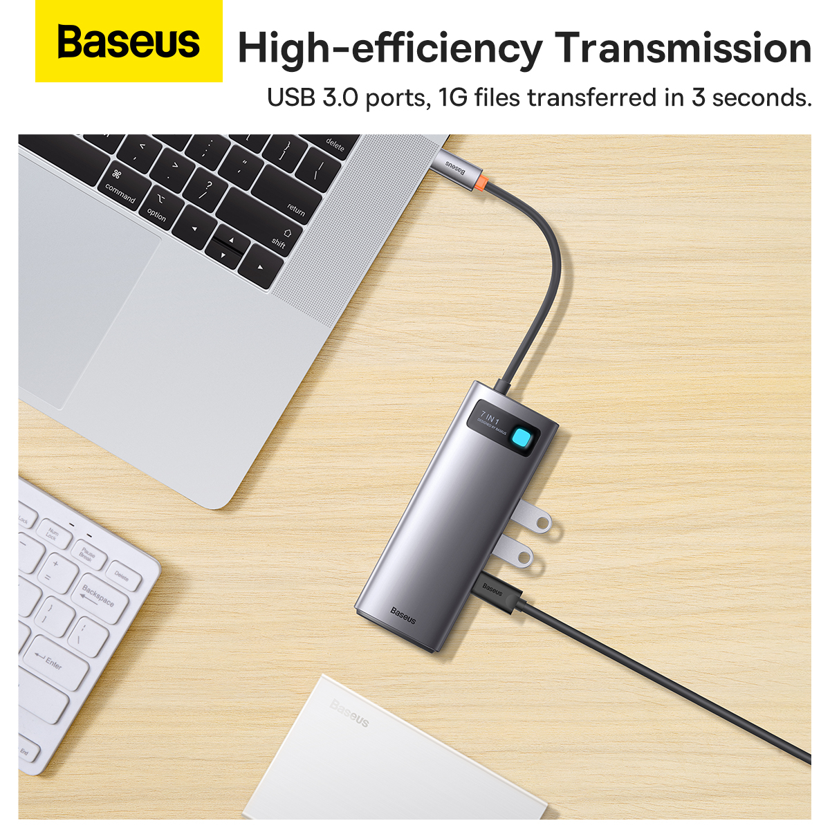 Baseus BS-OH044 Metal Gleam Series USB-C hubb, RJ45, 7 uttag