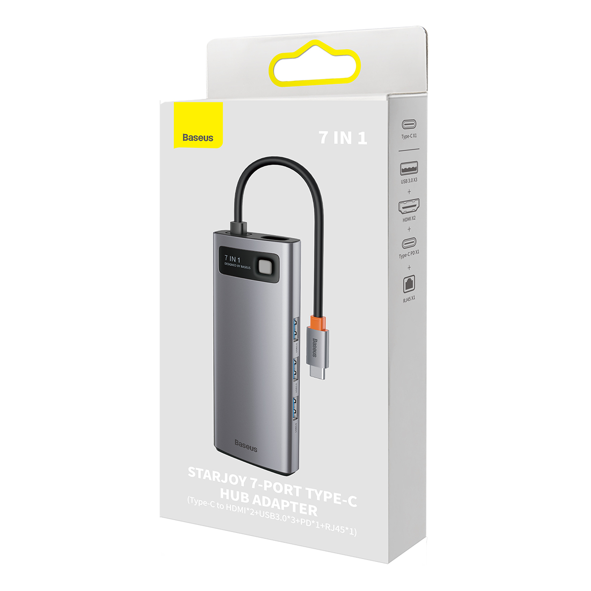 Baseus BS-OH044 Metal Gleam Series USB-C hubb, RJ45, 7 uttag