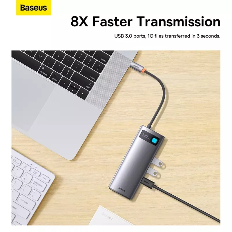 Baseus BS-OH047 Metal Gleam Series USB-C hubb, RJ45, 9 uttag